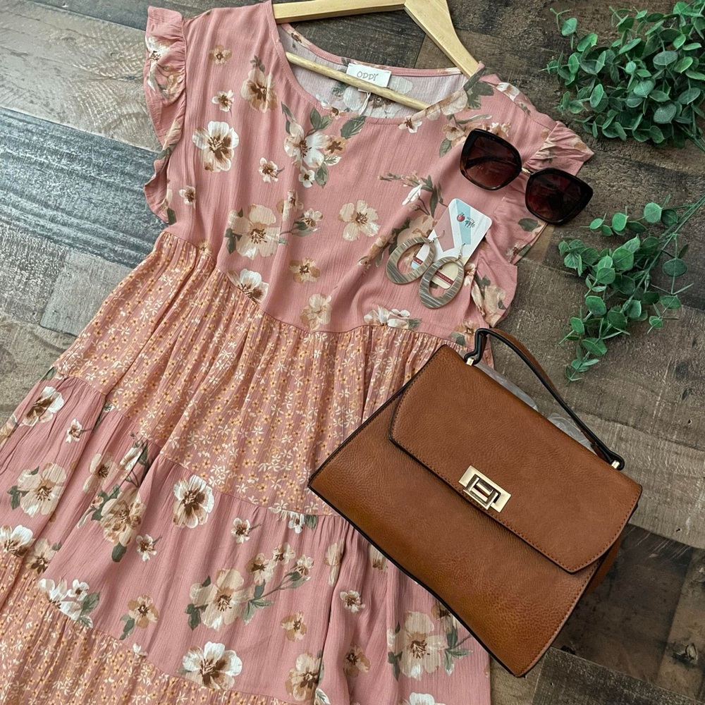 Oddi Babydoll Floral Tiered Dress | NWT | Flowy Fit |โ Sizes S & M - Picture 3 of 4
